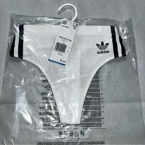 Adidas white and black side wide striped thong adicol smart co size XS NWT